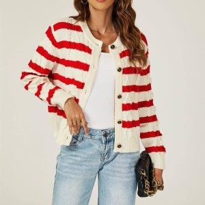 Cardigan Riscas Vermelho