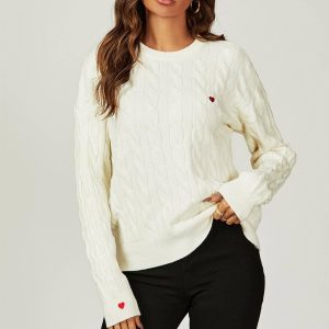Jumper Bordado Coração em Creme