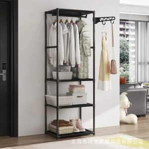 Roupeiro Aberto com Prateleiras Laterais