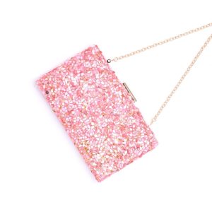 Clutch de Festa Rosa com Pedras